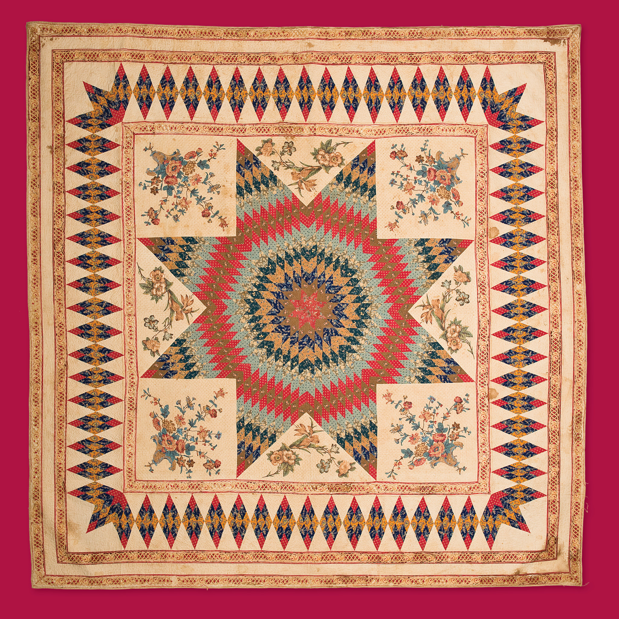 Star of Bethlehem Pieced Quilt, mid-19th century<br> Maker Unknown, descended in Eason family<br><i>Gift of Thomas Dotterer and Ann Eason, 2005</i>